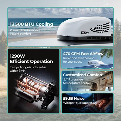Image showing  InstaCool RV Rooftop Air Conditioner 13500 BTU with Ducted Air Distribution Box and Wired Controller 2 Year Warranty