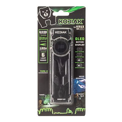Kodiak Krux 6.0 6000 Lumen Rechargeable Dial Tactical EDC Light with OLED Screen