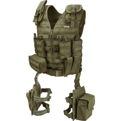 Barska Loaded Gear VX-100 Tactical Vest and Leg Platforms OD Green