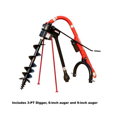 Country Pro 18-100 HP 3-Point Post Hole Digger and 6 in., 9 in. Augers, Accommodates CAT 1 and CAT 2 Tractors, Series 4 PTO