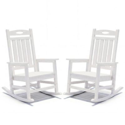 Upland Outdoor HDPE Rocking Chair Set of 2 for Adults, Oversized Outdoor Rocker for Porch Garden Lawn