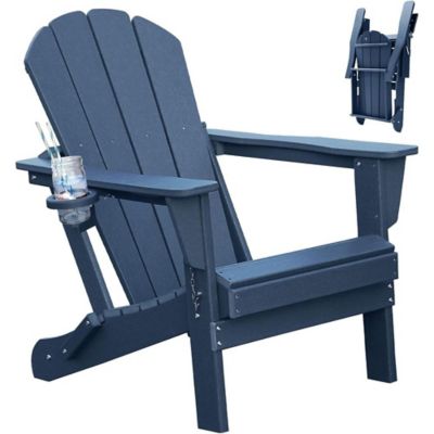 MM Modern Muse HDPE Plastic Folding Adirondack Chairs,Outdoor Chairs with Cup Holder for Lawn Patio