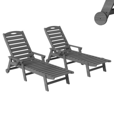 MM Modern Muse HDPE 2 pc. Outdoor Lounge Chairs Pool Chaise Lounge Chairs for Poolside, Pool Loungers