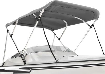 Seal Skin Covers 4 Bow Bimini Top for Boats, Waterproof Canopy Cover with Frame, 8 ft. L x 54 in. H x 97 in.-103 in. W, Gray