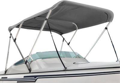 Seal Skin Covers 3 Bow Bimini Top for Boats, Waterproof Canopy Cover with Frame, 6 ft. L x 54 in. H x 73-78 in. W, Gray
