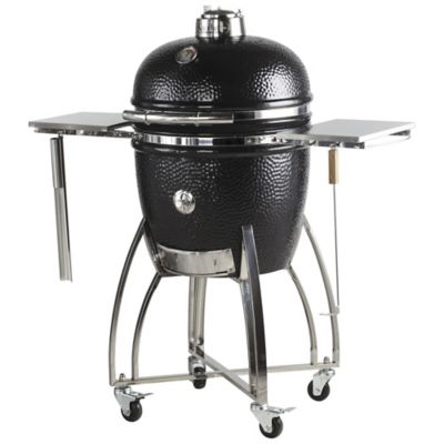 Saffire Grill & Smoker Saffire Platinum Kamado, Large Ceramic Grill and Smoker, Black