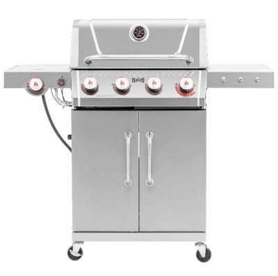 Feasto 4-Burner Stainless Steel Propane Grill, Side Sear Burner, 49500 BTU, 563 sq. in., Cabinet Storage