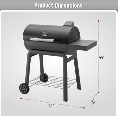 Image showing  30 in. Heavy Duty Charcoal BBQ Grill, 647 Sq.In Cooking Area Outdoor Grill with Side Table