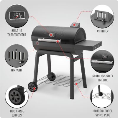 Image showing  30 in. Heavy Duty Charcoal BBQ Grill, 647 Sq.In Cooking Area Outdoor Grill with Side Table