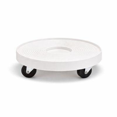 DeVault Enterprises 12 in. Rolling Plant Caddy with Drain Hole, White, 500 lb. Capacity