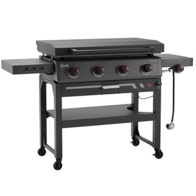Feasto 36 in. 4-Burner Propane Gas Griddle with Side Burner & Hood, Black