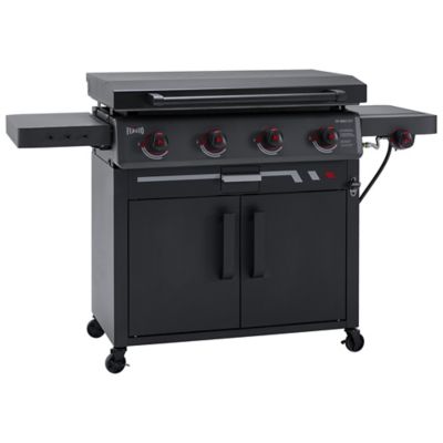 Feasto 36 in. 4-Burner Propane Gas Griddle with Side Burner, Hood & Cabinet, Black