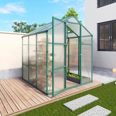 Upland 6x6 ft. Polycarbonate Walk-in Greenhouse, Aluminum Frame, Green