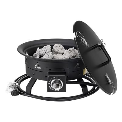 Upland 19 in. Diameter Outdoor Portable Gas Fire Pit with Cover & Lava Rocks, Adjustable Flame Height, 58000 BTU