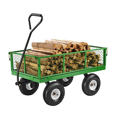 VEVOR 900 lb. Steel Garden Cart on Wheels, Heavy Duty Pullable Garden Wagon Yard Cart