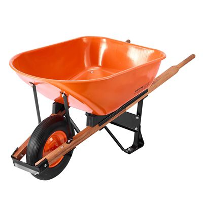VEVOR Wheelbarrow Cart, 6 cu. ft. Load & 330 lb. Capacity, One Wheel Garden Dump Cart Wheel Barrow