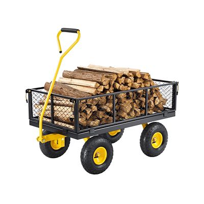 VEVOR 900 lb. Heavy Duty Steel Garden Cart, Garden Wagon Cart on Wheels 10 in. Tires