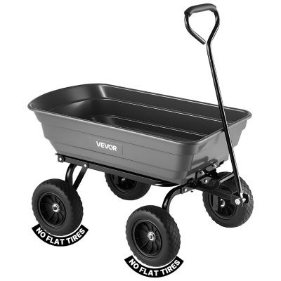 VEVOR Garden Dump Cart, 600 lb. Poly Dump Cart, Garden Carts Dumps Wagon with 90 deg. Quick-Dumps Mechanism