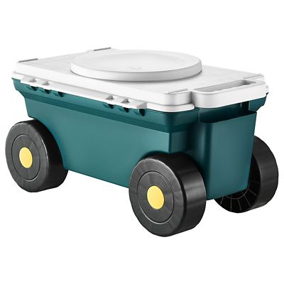 VEVOR Garden Scooter with Seat, 2 in 1 Rolling Garden Cart with Storage Bin Max 227 lb.