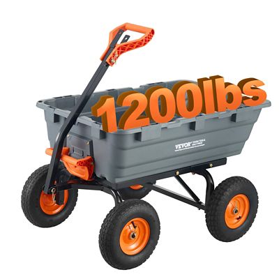 VEVOR Garden Cart, Durable Poly Dump Cart 6.48 cu.ft Utility Barrow 1200 lb. Load, 13 in. Wheels