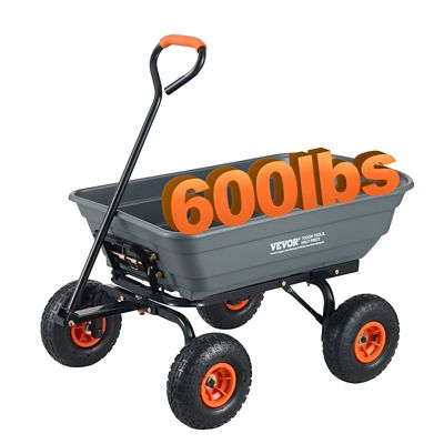 VEVOR Garden Cart, Durable Poly Dump Cart 600 lb. Load Capacity, 10 in. Wheels