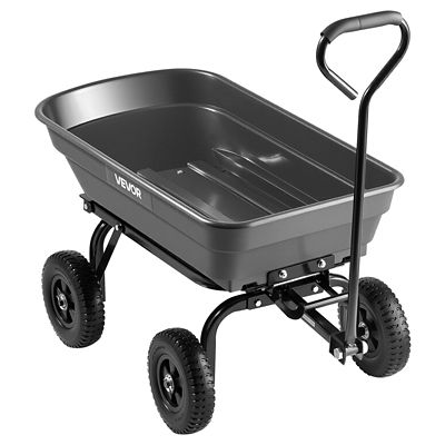 VEVOR Garden Dump Cart, 400 lb. Poly Dump Cart, Garden Carts Dumps Wagon with 90 deg. Quick-Dumps Mechanism