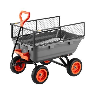 VEVOR Garden Dump Cart, 800 lb. Poly Dump Cart, Garden Carts Dumps Wagon with Storage Fence