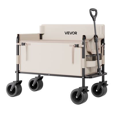 VEVOR Collapsible Folding Wagon, 550 lb. Load & 220L, 2 in 1 Foldable Wagon Cart Converts to Bench