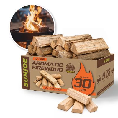 Sun Joe 16 in. Pine Aromatic Firewood 100% Natural Kiln-Dried for Fireplaces, Campfires, Wood Stoves & Fire Pits, 30 lb. Box