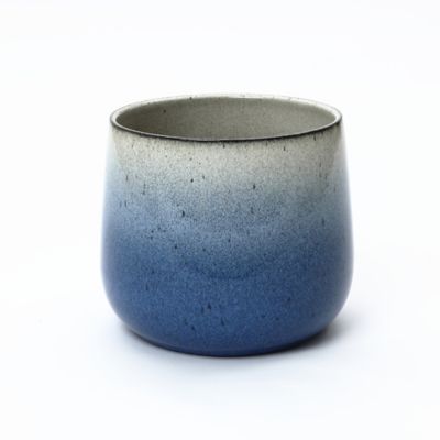 LuxenHome Decorative Blue Ombre Planter, 9.65 in. Tall Ceramic Pot for Tabletop or Patio