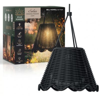 Bell & Howell Solar Hanging Pendant Light Warm White LED Outdoor Wicker-Style Weatherproof Hanging Light