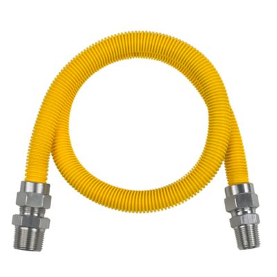 Certified Appliance Accessories 4 ft. Coated Flexible Gas Connector, 5/8 in. OD, 1/2 in. MIP x 3/4 in. MIP, 48 in.