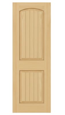 EightDoors 24 x 80 x 1-3/8in. Unfinished 2-Panel Arch Top V-Groove Solid Core Wood Interior Slab Door