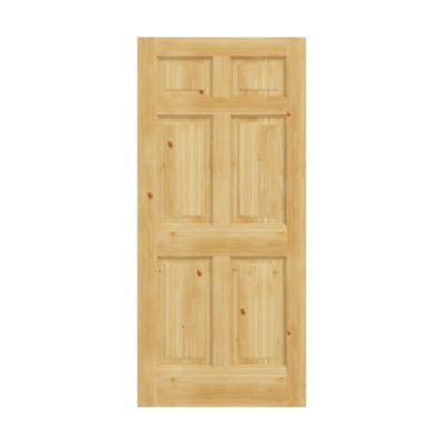 EightDoors 28 x 80 x 1-3/8in. 6-Panel Unfinished Knotty Pine Wood Solid Core Interior Door Slab