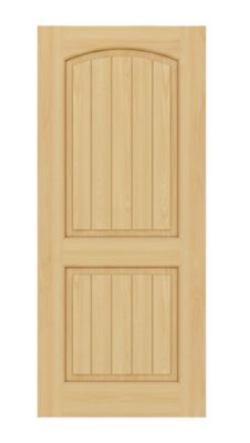 EightDoors 28 x 80 x 1-3/8in. Unfinished 2-Panel Arch Top V-Groove Solid Core Wood Interior Slab Door