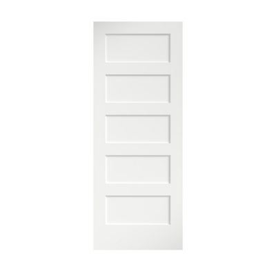 EightDoors 24 x 80 x 1-3/8in. Shaker White Primed 5-Panel Solid Core Wood Interior Slab Door
