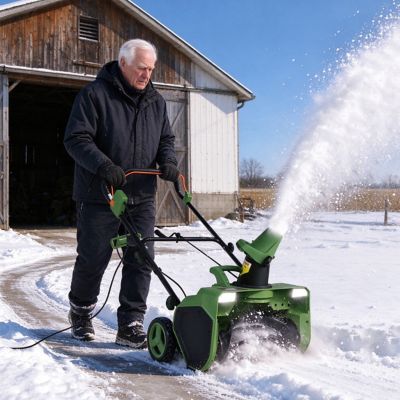Veikous 23 in. Electric Corded Snow Blower with Adjustable Chute and Two LED Lights