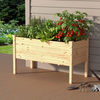 Veikous 2 x 4ft. Extra-Deep Cedar Wood Raised Garden Bed Outdoor Planter Box with Legs and Drainage Design, Natural