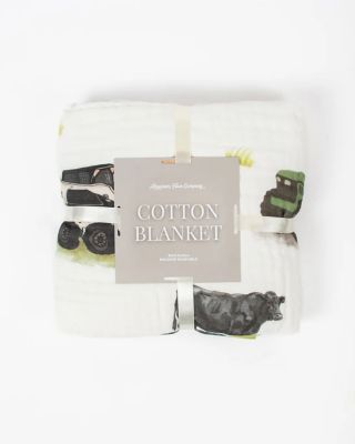 American Farm Company Green Tractor Farm Life Cotton Blanket