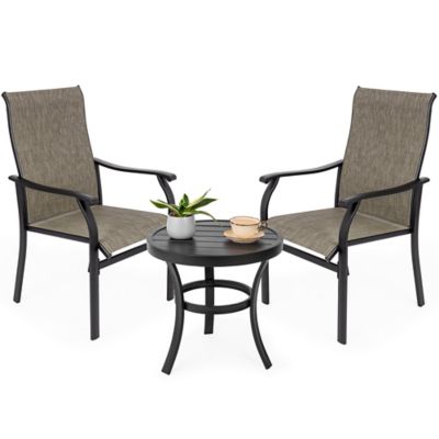 Sour Citrus 3 pc. Patio Bistro Set, Textilene Fabric Chairs & Round Outdoor Coffee Table