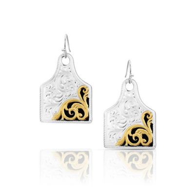 Montana Silversmiths Rural Route Cow Tag Earrings