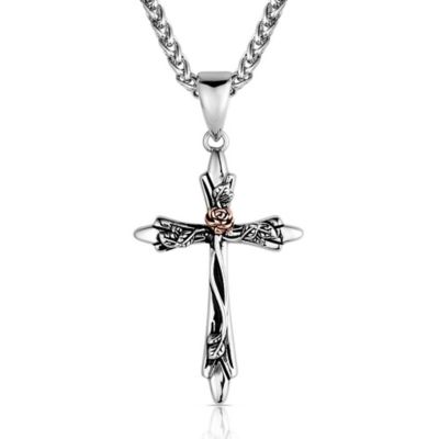 Montana Silversmiths Thorns and Roses Cross Necklace