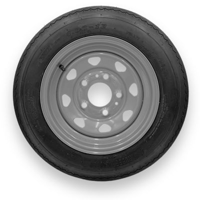 RubberMaster 4.80-12 4 Ply TL Highway Rib Tire on a 5 on 4.5 Bolt Silver Eight Spoke Wheel