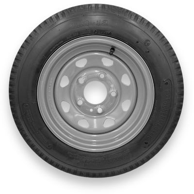 RubberMaster Rubbermaster 5.30-12 4 Ply TL Highway Rib Tire on a 5 on 4.5 Bolt Silver Eight Spoke Wheel