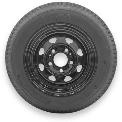 RubberMaster Rubbermaster 5.30-12 4 Ply TL Highway Rib Tire on a 5 on 4.5 Bolt Black Eight Spoke Wheel