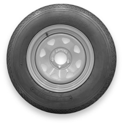 RubberMaster Rubbermaster H78-15 (ST225/75D15) 8 Ply TL Highway Rib Tire on a 5 on 4.5 Bolt Silver Eight Spoke Wheel