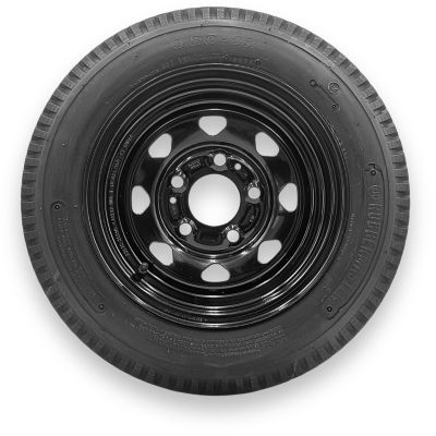 RubberMaster Rubbermaster 4.80-12 6 Ply TL Highway Rib Tire on a 5 on 4.5 Bolt Black Eight Spoke Wheel