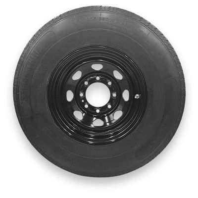 SteelMaster SteelBull ST235/85R16 12 Ply TL Highway Rib Tire on a 8 on 6.5 Bolt White Eight Spoke Wheel
