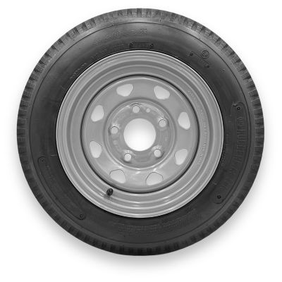 RubberMaster Rubbermaster 4.80-12 6 Ply TL Highway Rib Tire on a 5 on 4.5 Bolt Silver Eight Spoke Wheel