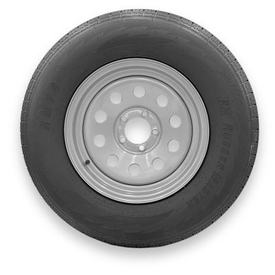RubberMaster ST225/75R15 10 Ply TL Highway Rib Tire on a 5 on 4.5 Bolt Silver Modular Wheel